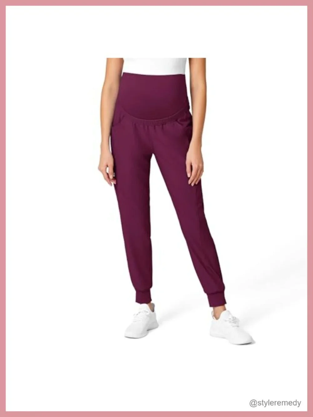 Maternity Jogger Scrub Pants 4-Way Stretch 7-Pocket High Rise Cuffed